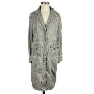 ISABELLA BIRD Gray Button Front V-Neck Pocket Midi Dress Women's Size Medium